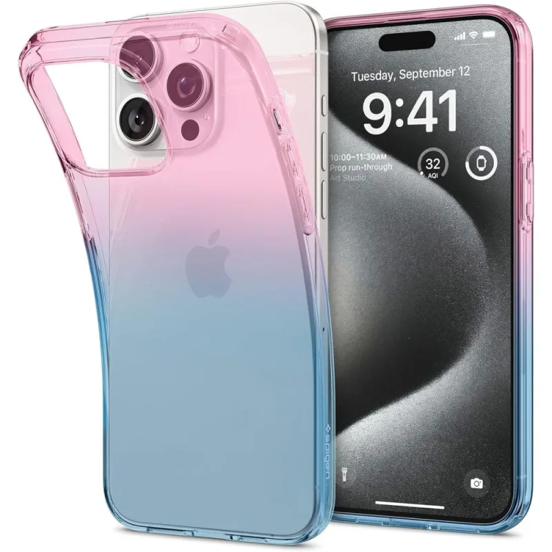 Puzdro Spigen Liquid Crystal iPhone 15 Pro – ružovo-modré