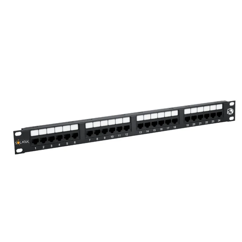 19" patch panel Solarix 24 x RJ45 CAT5E UTP 150 MHz čierny 1U SX24-5E-UTP…