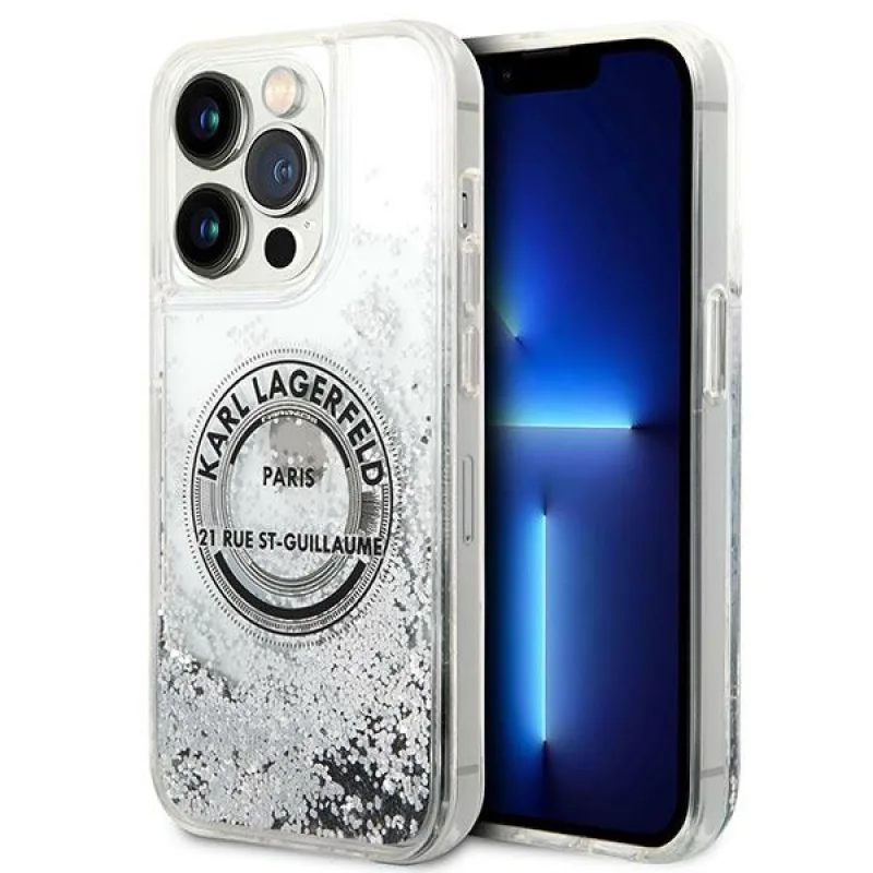 Karl Lagerfeld KLHCP14XLCRSGRS iPhone 14 Pro Max 6,7 "strieborné/strieborné pevné puzdro Liquid Glitter RSG