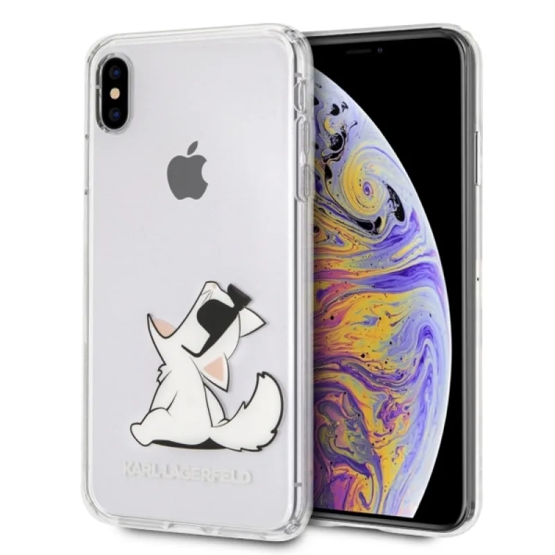 Puzdro Karl Lagerfeld Choupette Fun na iPhone Xs Max – priehľadné