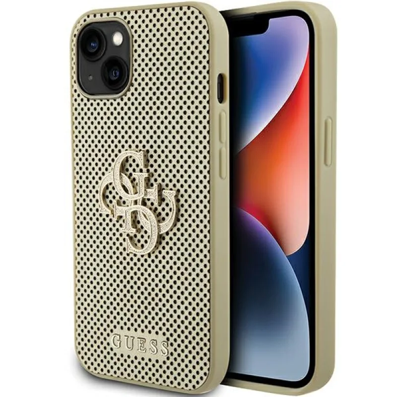 Guess Perforated 4G Glitter puzdro pre iPhone 15 - zlaté