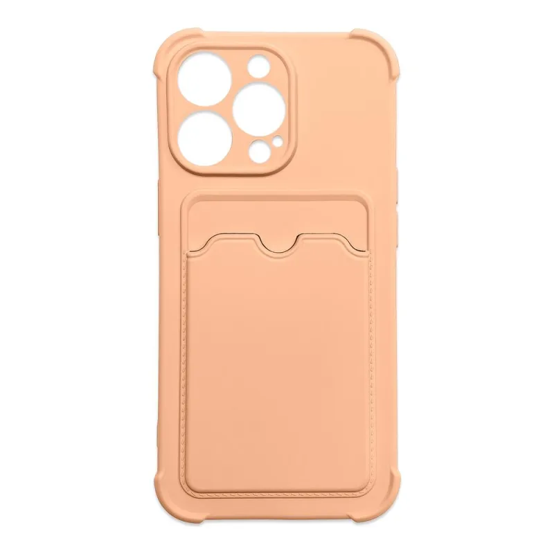 Card Armor Case Pouch Cover pre Samsung Galaxy A22 4G Peňaženka na karty Silicone Armor Cover Air Bag Pink