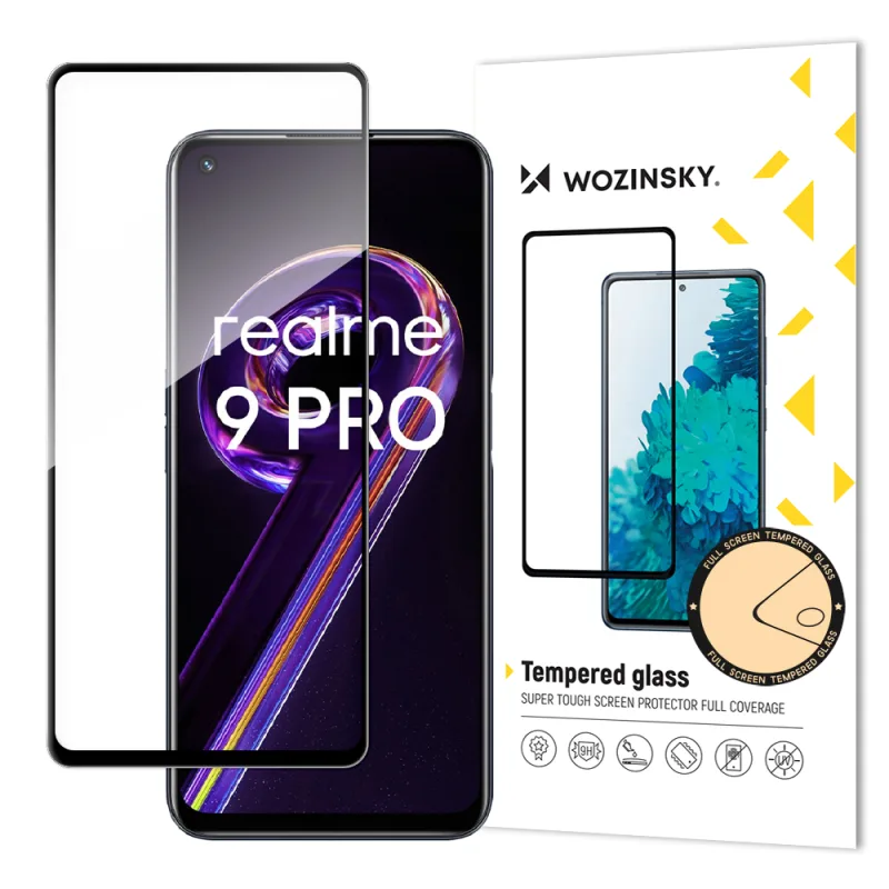 Wozinsky Tempered Glass Full Glue Super tvrdá ochranná fólia na obrazovku s úplným krytím s rámom Vhodné pre Realme 9 Pro black