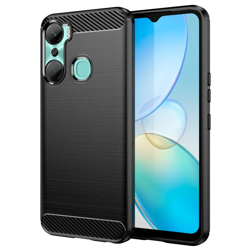 Puzdro Carbon Case pre flexibilný silikónový karbónový kryt Infinix Hot 12 Pro čierny