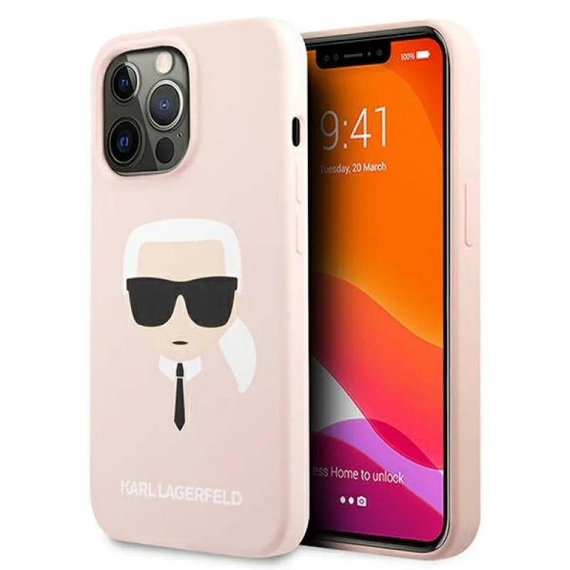 Karl Lagerfeld silikónové puzdro Karl`s Head Case pre iPhone 13 Pro / 13 6,1" – svetloružové