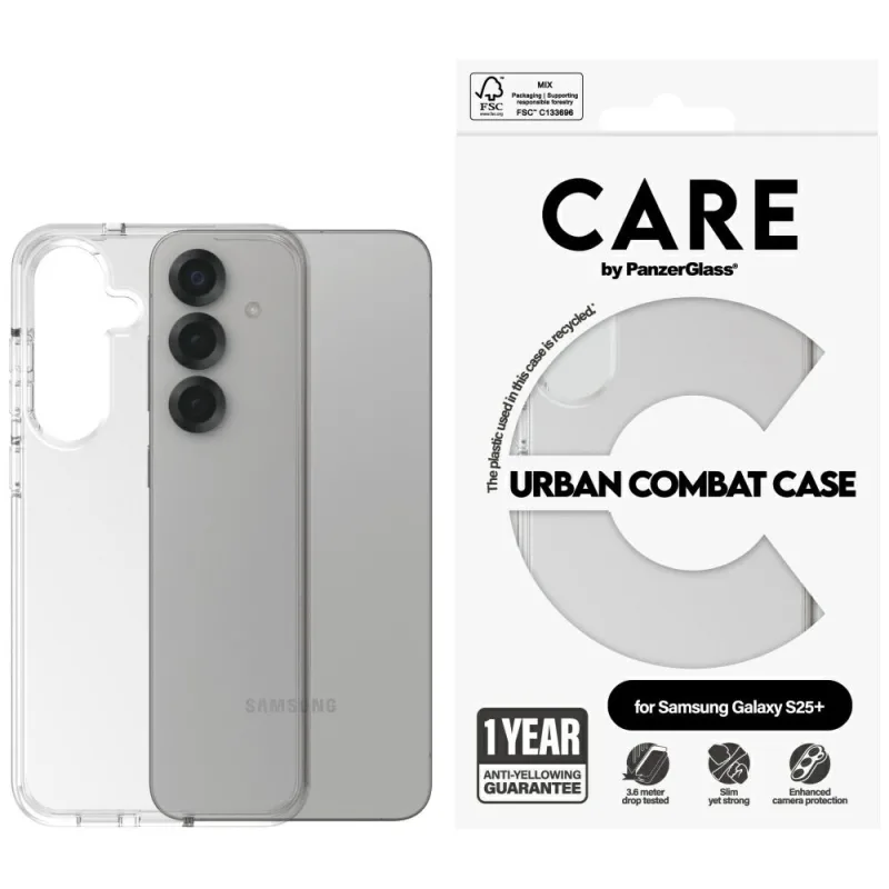 CARE by PanzerGlass Flagship Urban Combat Case pre Samsung Galaxy S25+ – priehľadné