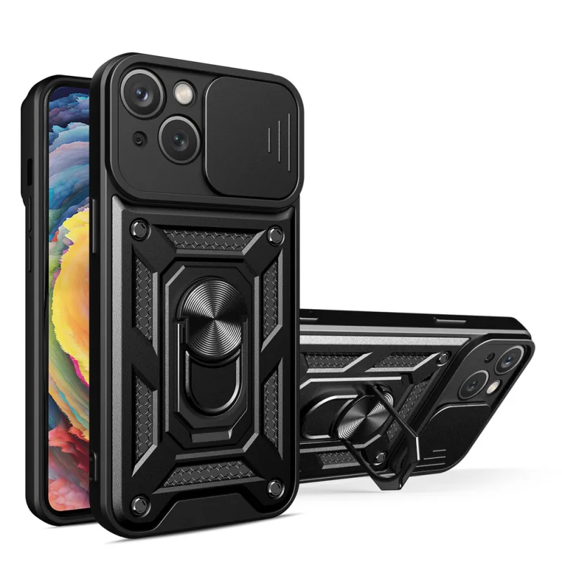 Kryt Hybrid Armor Camshield pre Vivo X80 Lite / Vivo V25 Armor Case s krytom fotoaparátu čierny
