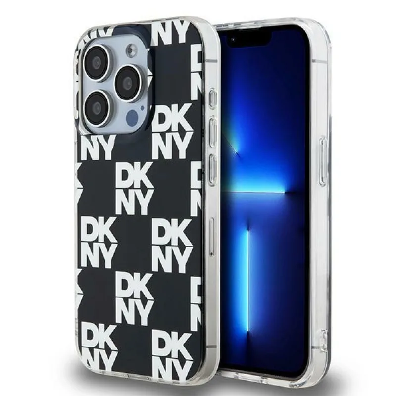 Obal DKNY IML Checkered Mono Pattern pre iPhone 15 Pro Max - čierny