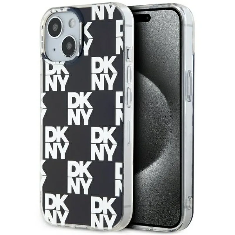 Obal DKNY IML Checkered Mono Pattern pre iPhone 15 Plus / 14 Plus - čierny