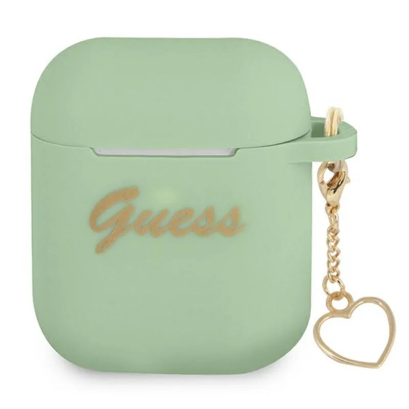 Guess GUA2LSCHSN kryt AirPods zelený/zelený Silicone Charm Heart Collection