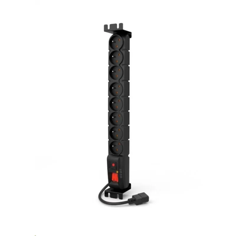 19" rozvodný panel ACAR 8x230V s IEC konektorem pro UPS, vypínač, …