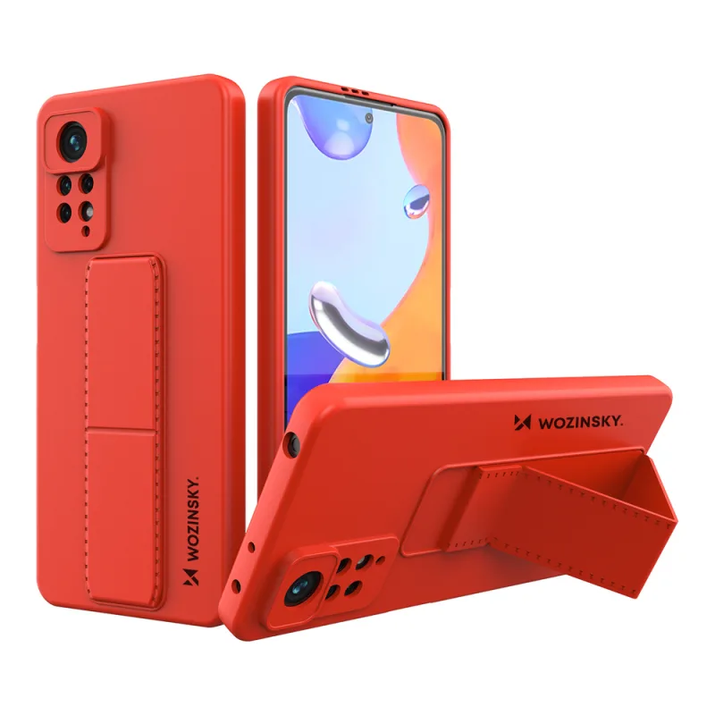 Wozinsky Kickstand Case silikónové puzdro so stojanom Xiaomi Redmi Note 11 Pro červené