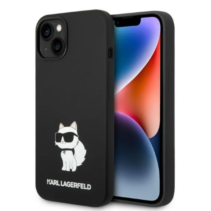 Karl Lagerfeld silikónové puzdro Choupette pre iPhone 14 Plus - čierne