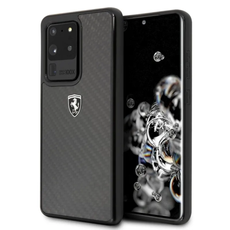 Kryt Ferrari Carbon Heritage Case pre Samsung Galaxy S20 Ultra – čierny