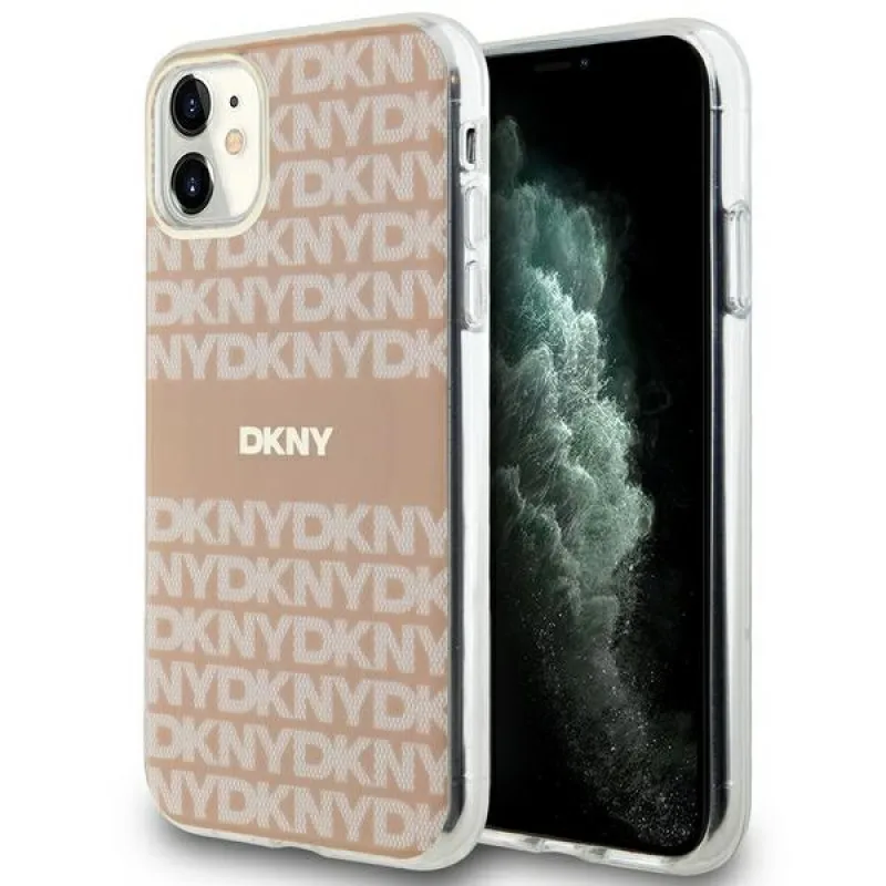 Puzdro DKNY IML Mono & Stripe MagSafe pre iPhone 11 / Xr - ružové