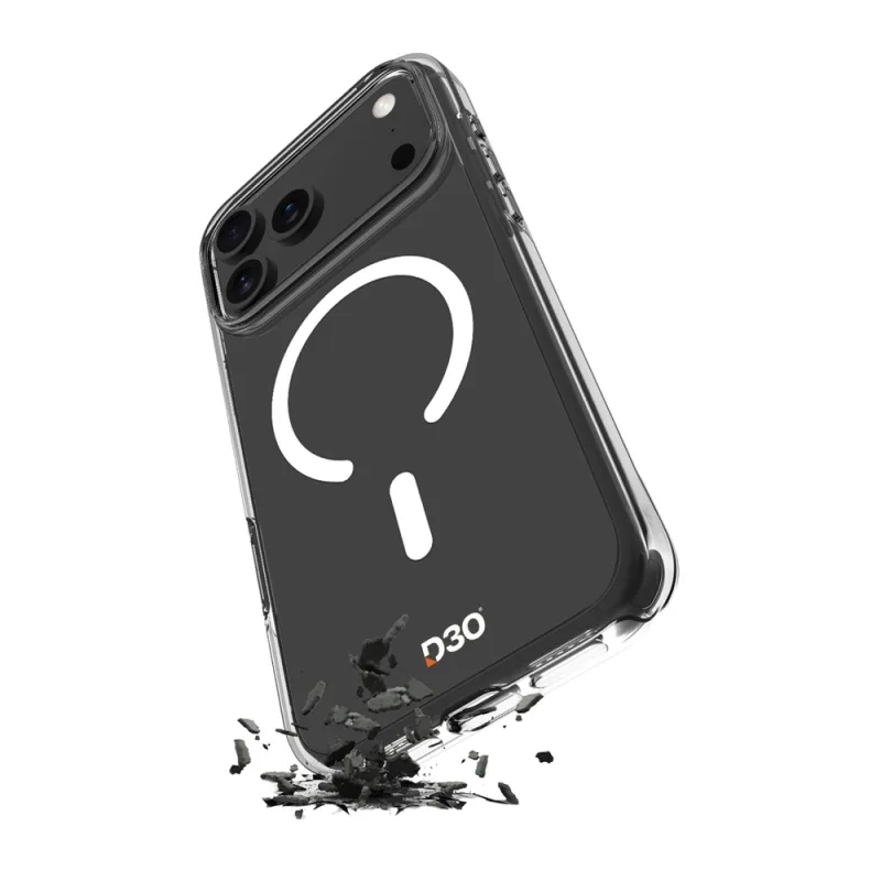 Puzdro Puro Impact Clear D3O TPU+PC kompatibilné s MagSafe pre iPhone 17 Pro Max – priehľadné