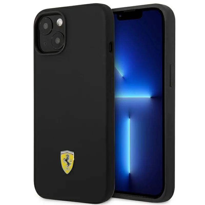 Ferrari FEHCP14MSIBKK iPhone 14 Plus 6,7" čierne/čierne pevné puzdro Silikónové kovové logo