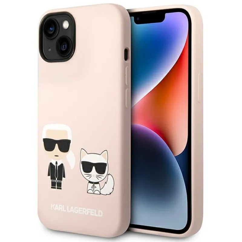 Karl Lagerfeld KLHMP14SSSKCI iPhone 14 6,1 "pevné puzdro svetlo ružové / svetlo ružové silikónové Karl & Choupette Magsafe