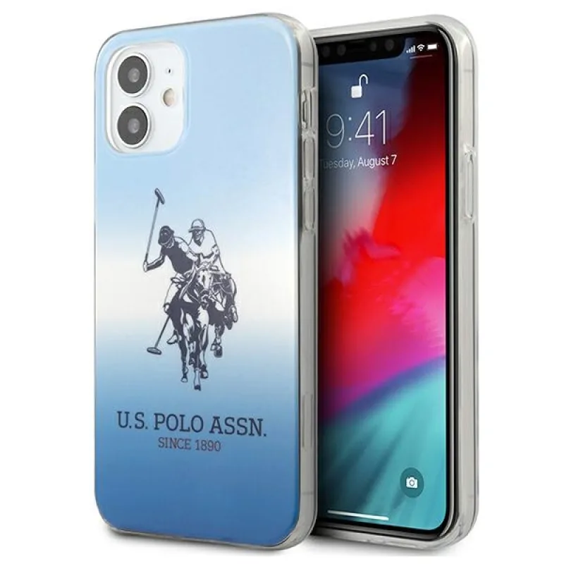 US Polo Assn. Gradient Pattern Collection iPhone 12 mini puzdro – modré