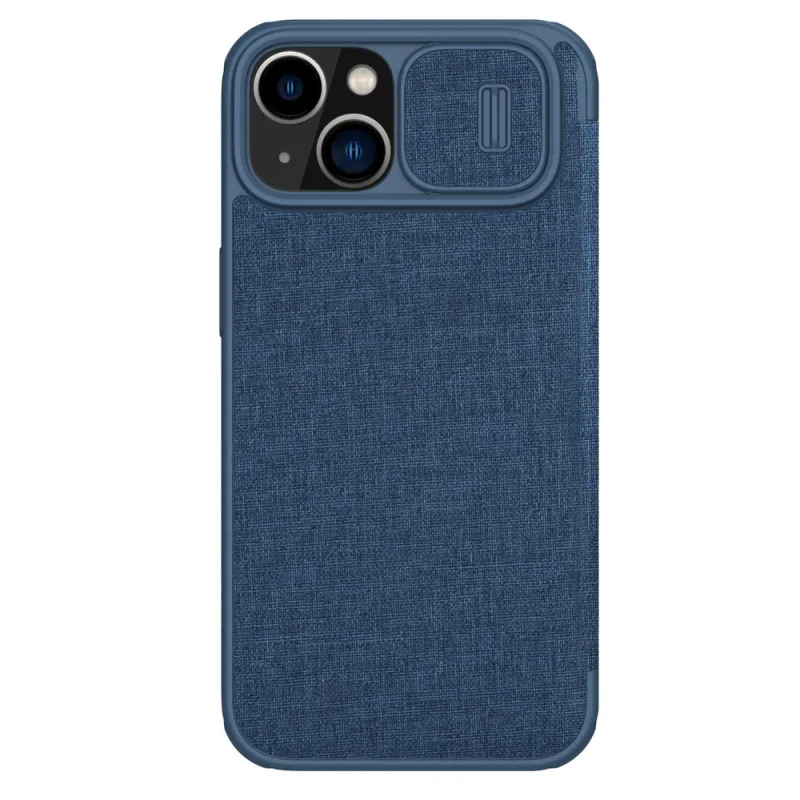 Puzdro Nillkin Qin Cloth Pro Case pre iPhone 14 Plus Kryt fotoaparátu Kryt puzdra Flip Case Modrý