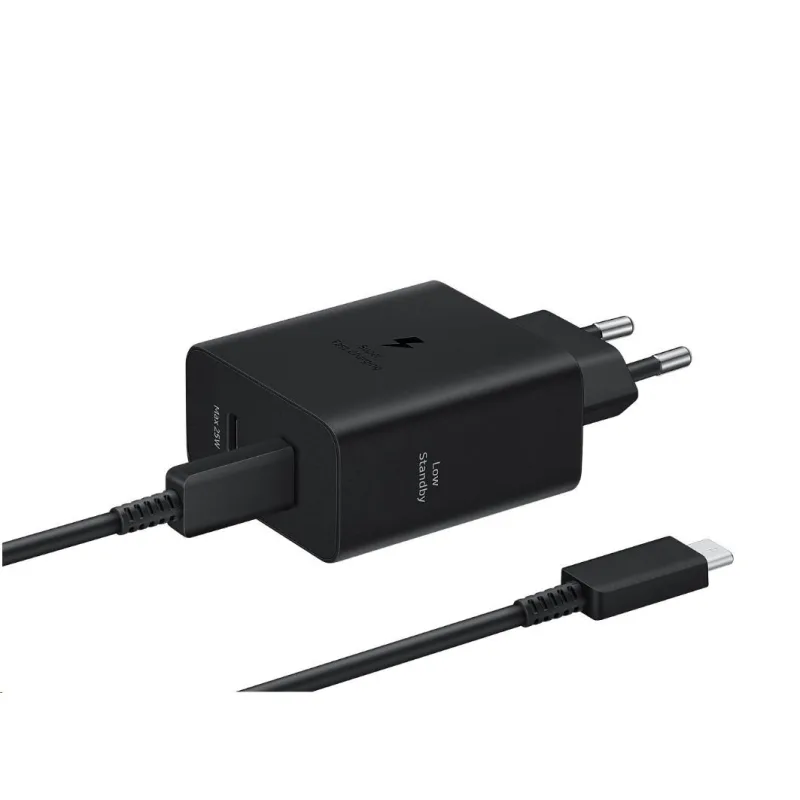 Samsung Dual USB-C 50W Cestovní nabíječka + USB-C Datový Kabel Black EP…