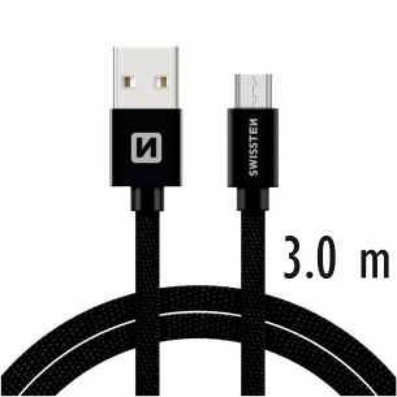 Swissten Data Cable Textile USB / Micro USB 3 m, black 71527300