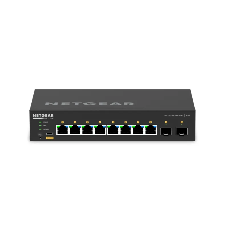 NETGEAR 10PT M4250-8G2XF-POE+ MANAGED SWCH GSM4210PX-100EUS