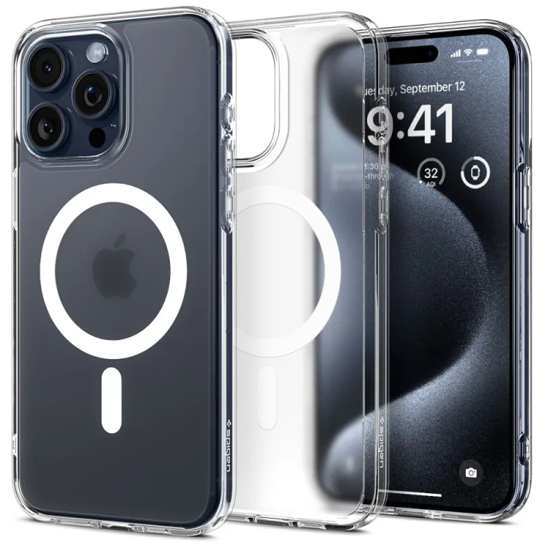 Puzdro Spigen Ultra Hybrid Mag Case s MagSafe pre iPhone 15 Pro – priehľadné matné