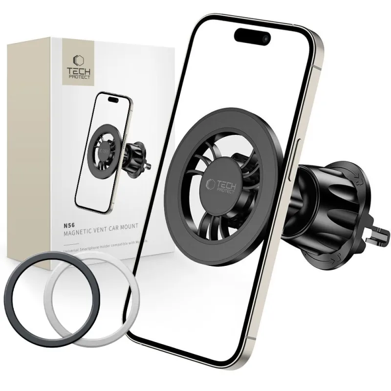 Magnetický držiak na telefón do auta Tech-Protect N56 s MagSafe pre ventilačný otvor – čierny