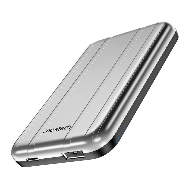 Choetech B655 mini bezdrôtová magnetická powerbanka 5000mAh - strieborná