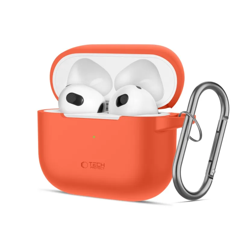 Silikónové háčikové puzdro Tech-Protect pre Apple AirPods 3 – oranžové