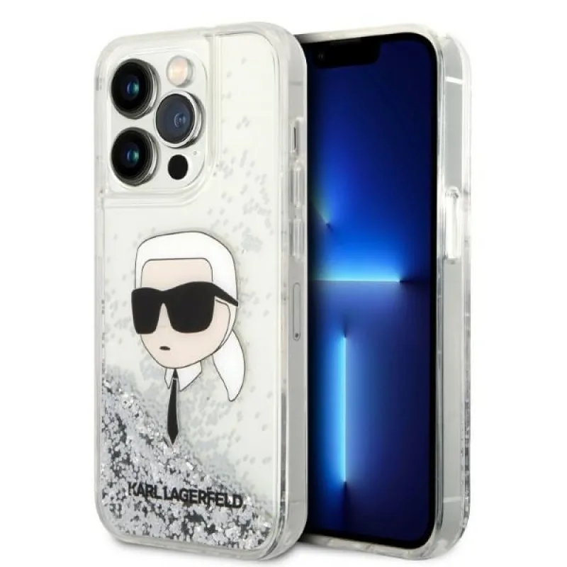 Karl Lagerfeld KLHCP14LLNKHCH iPhone 14 Pro 6,1" strieborno-strieborné pevné puzdro Glitter Karl Head