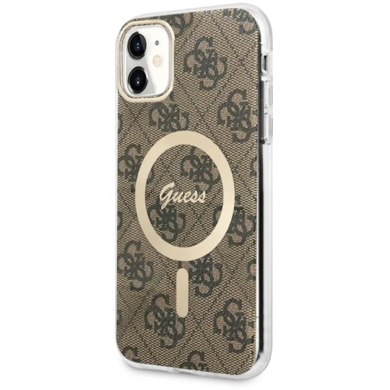 Guess GUHMN61H4STW iPhone 11 6,1" hnedo-hnedé pevné puzdro 4G MagSafe