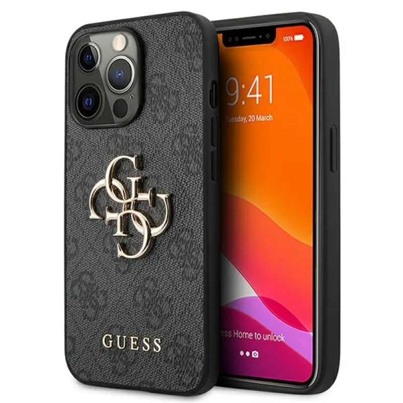 Guess GUHCP13L4GMGGR iPhone 13 Pro / 13 6,1" sivé/sivé pevné puzdro 4G veľké kovové logo
