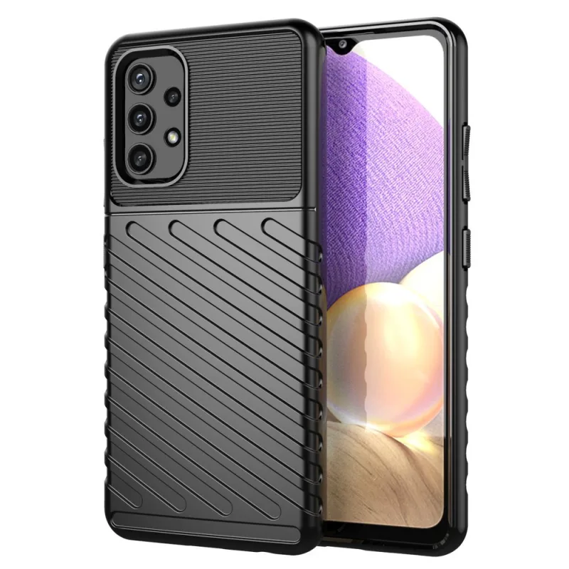 Thunder Case Flexibilné Tough Rugged Cover TPU puzdro pre Samsung Galaxy A72 4G čierne