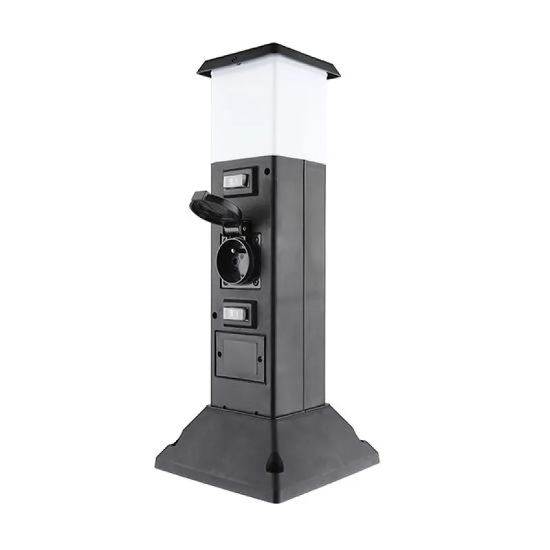 Solight záhradný stĺpik IP44 s LED osvetlením, plast, 2 zásuvky, hranol,…