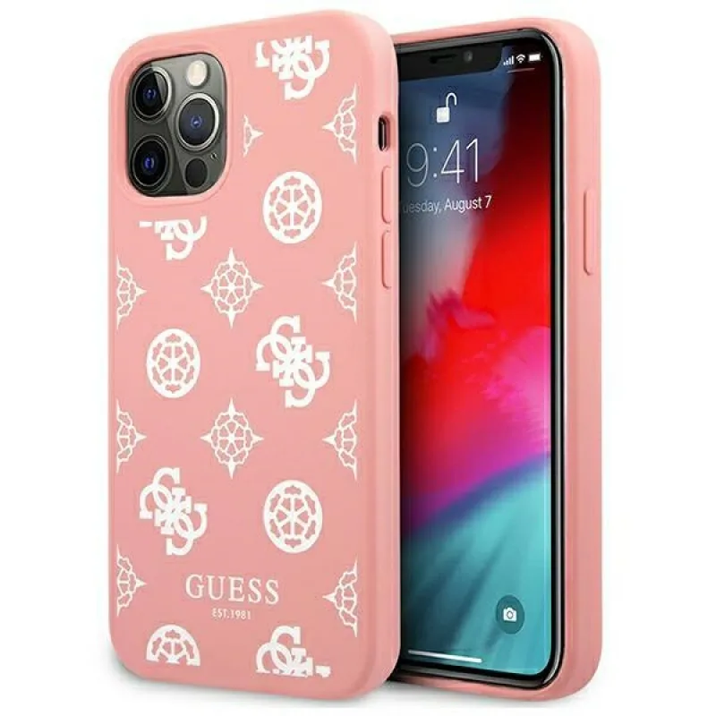 Guess GUHCP12LLSPEWPI iPhone 12 Pro Max 6,7" ružovo-ružové pevné puzdro Peony Collection