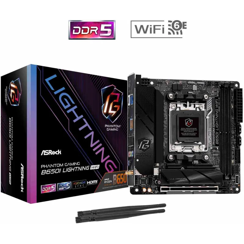 ASRock MB Sc AM5 B650I LIGHTNING WIFI, AMD B650, 2xDDR5, 1xHDMI, Mini…