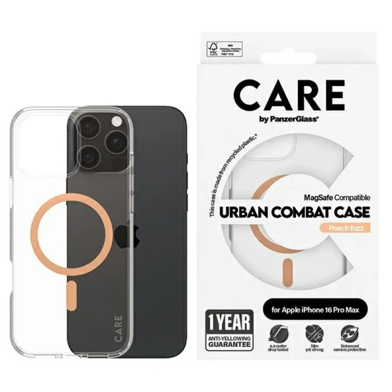 CARE by PanzerGlass Flagship Case iPhone 16 Pro Max 6,9" broskyňová/broskyňová MagSafe 1376