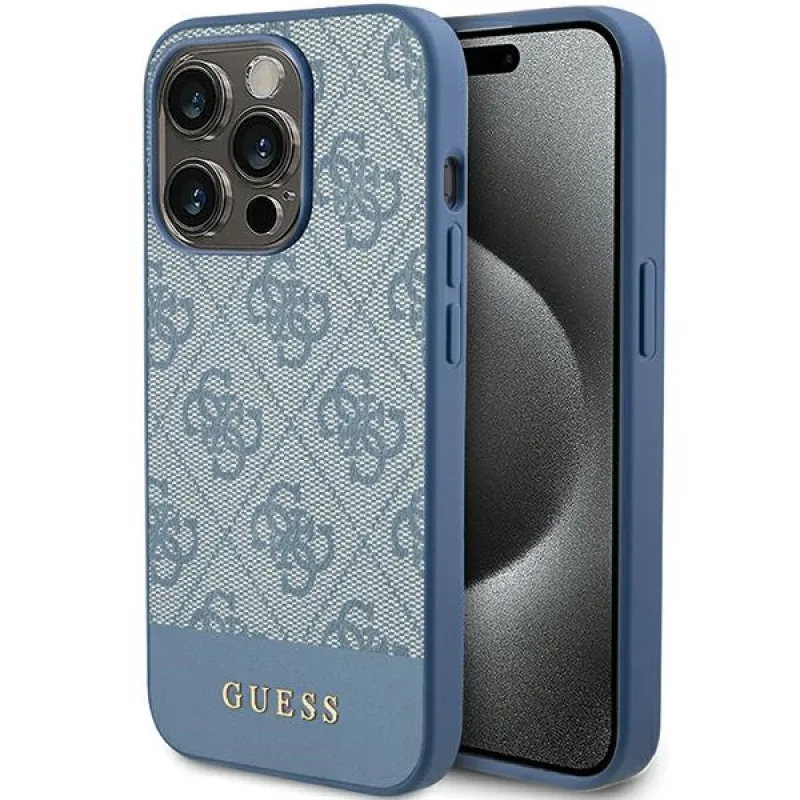 Puzdro Guess 4G Stripe Collection pre iPhone 15 Pro - modré