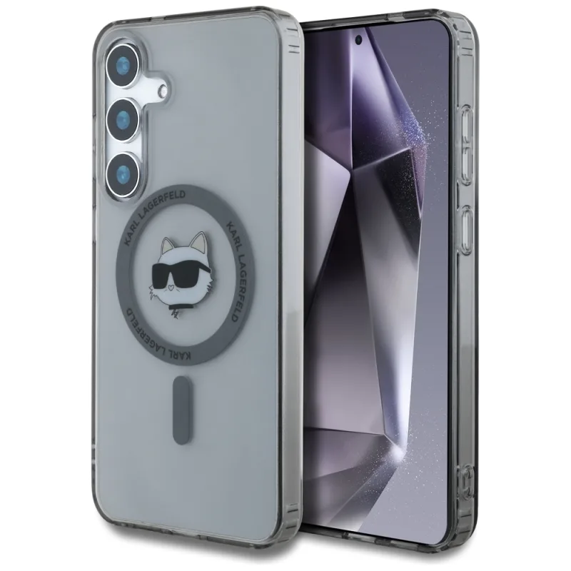Karl Lagerfeld Button Choupette Head Printed Logo MagSafe Samsung Galaxy S25 black