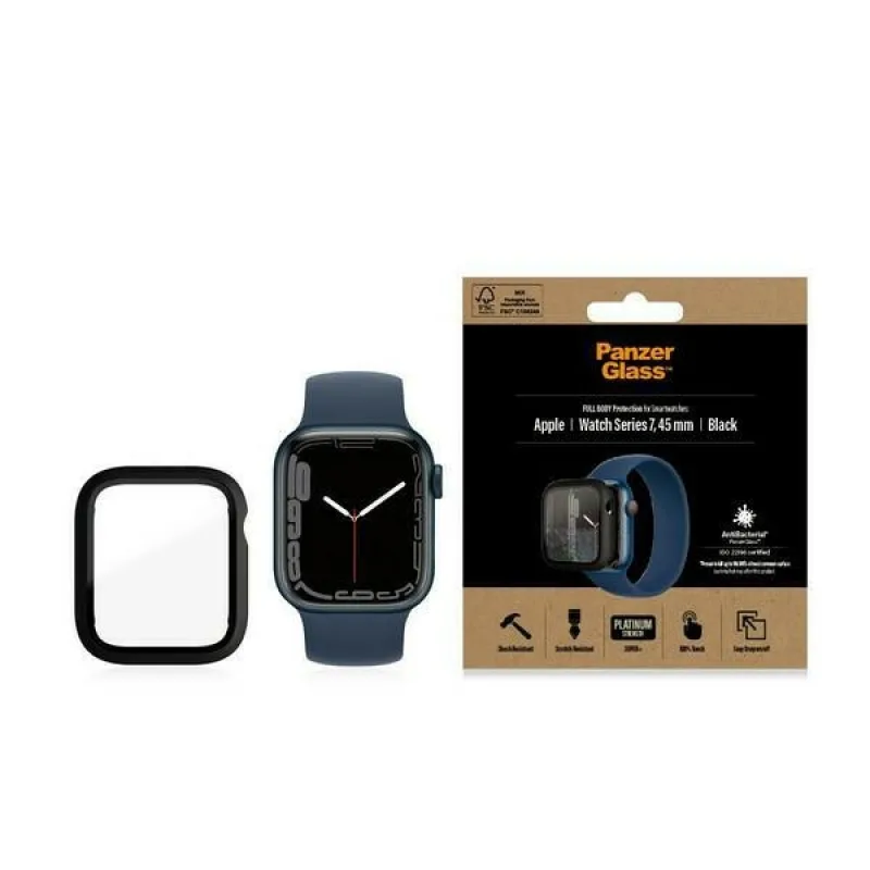 Celotelové puzdro PanzerGlass pre Apple Watch 7 45 mm – čierne