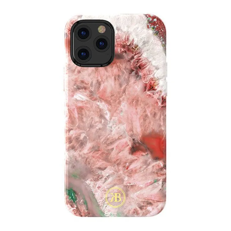 Puzdro Kingxbar Agate Series zdobené potlačou Agate iPhone 12 mini červené