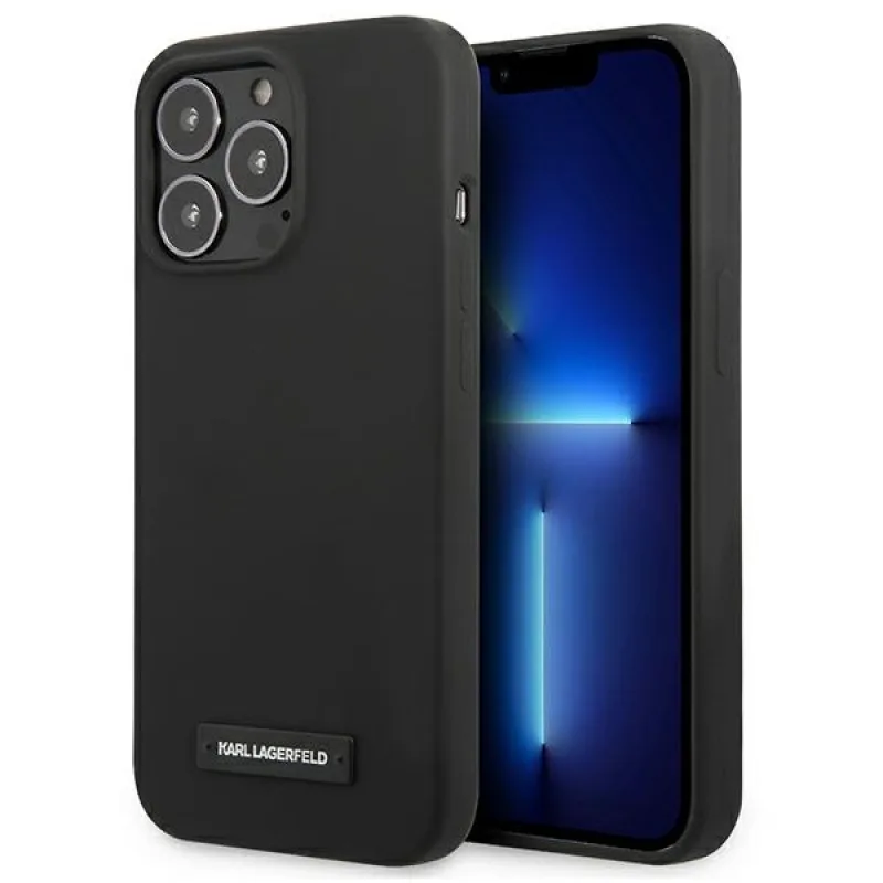 Karl Lagerfeld silikónové plakové puzdro pre iPhone 13 Pro Max - čierne