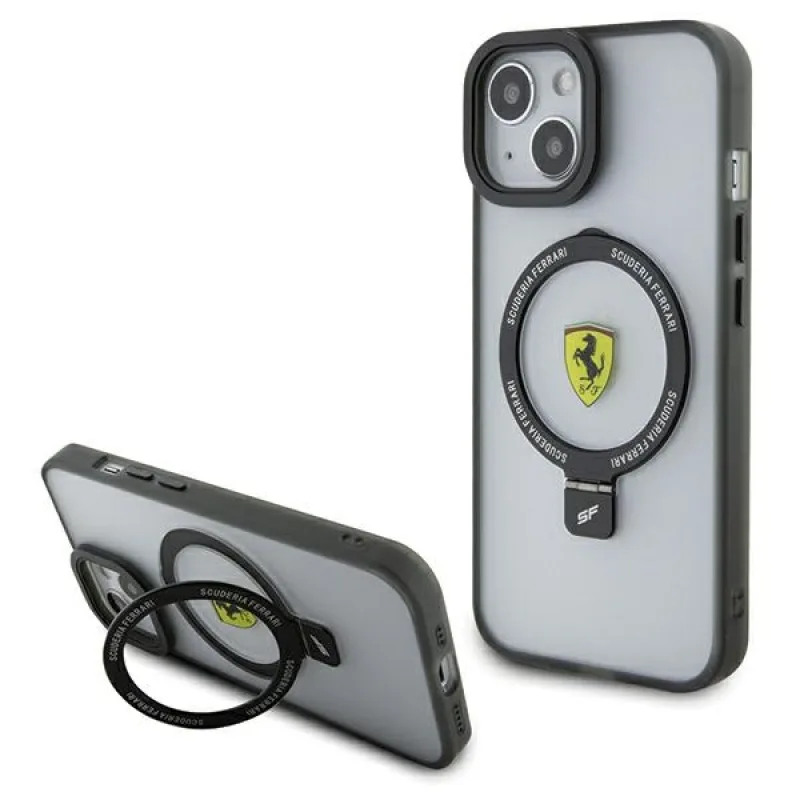 Ferrari Ring Stand 2023 Collection MagSafe Case pre iPhone 15 Plus / 14 Plus – priehľadné
