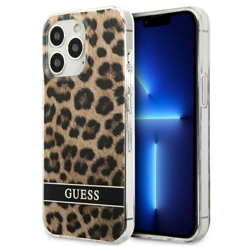 Guess GUHCP13LHSLEOW iPhone 13 Pro / 13 6,1" hnedo-hnedé pevné puzdro Leopard