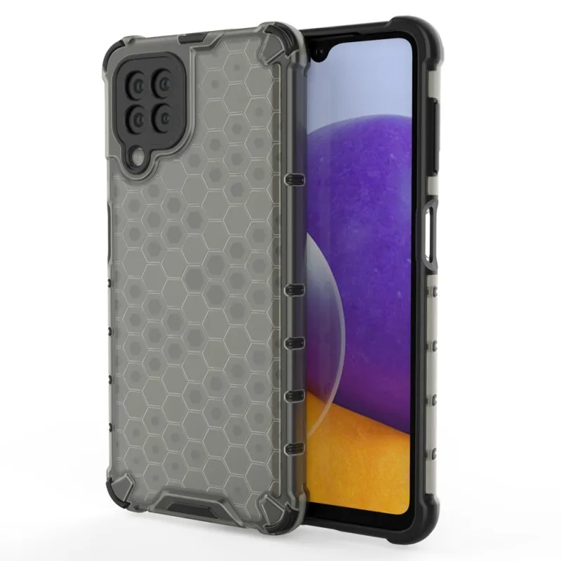 Pancierový kryt Honeycomb Case s TPU Bumper pre Samsung Galaxy A22 4G čierny
