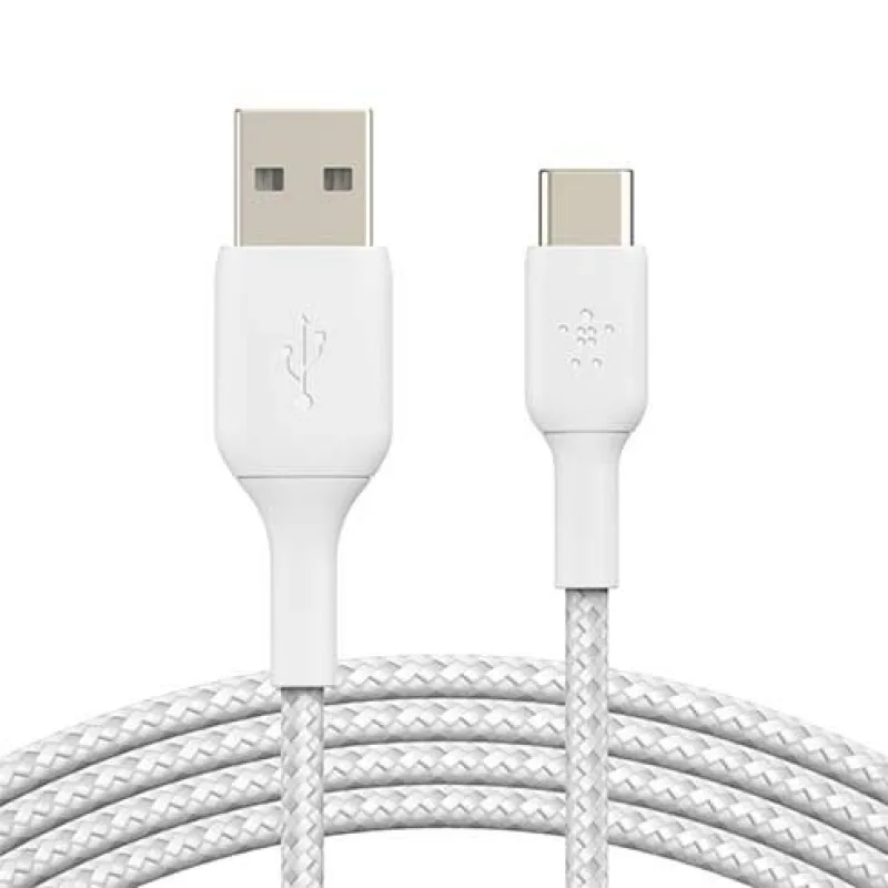 Belkin kábel Boost Charge Braided USB-A to USB-C 3m - White CAB002bt3MWH