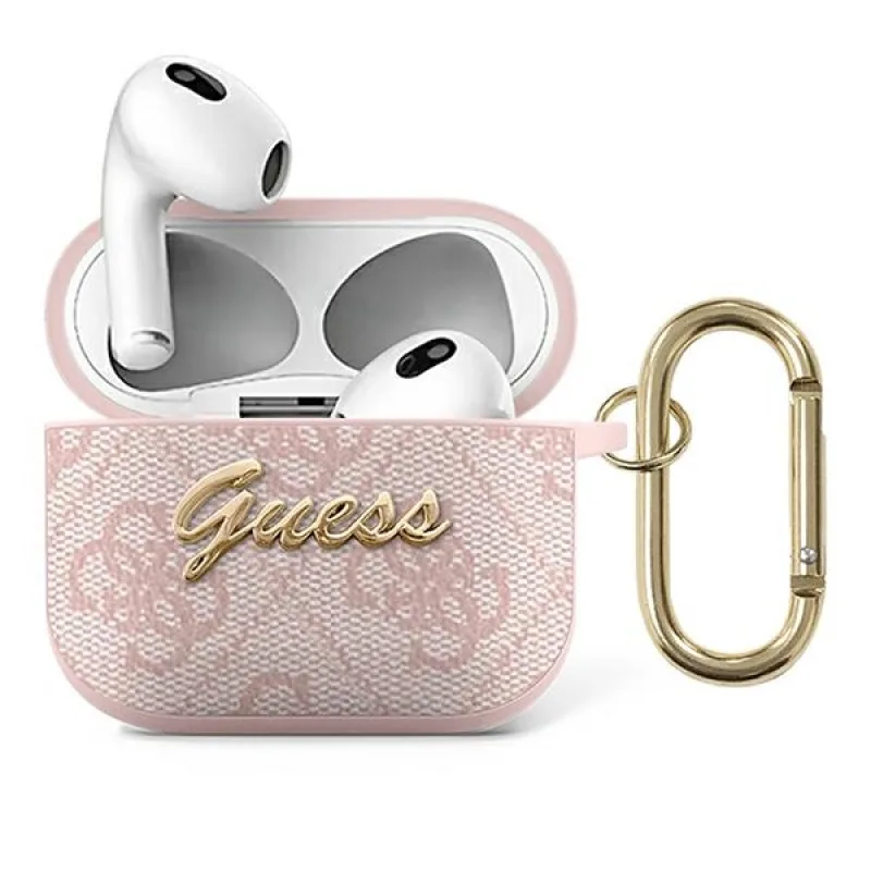 Guess GUA34GSMP kryt AirPods 3 ružový/ružový 4G Script Metal Collection