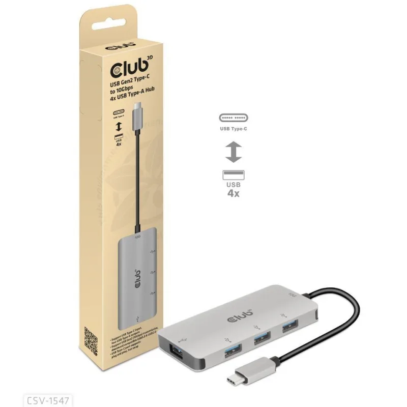 Club3D Hub USB-C Gen2 na 10Gbps 4x USB Type-A Hub CSV-1547